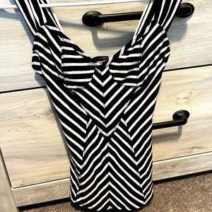 White-Black Stripe Top